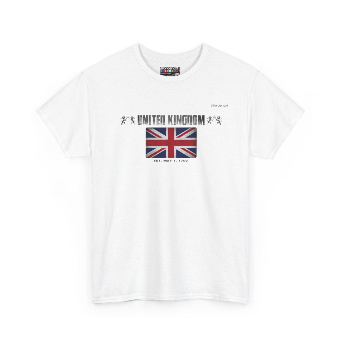 United Kingdom flag t-shirt in White — premium cotton, Nordenatt
