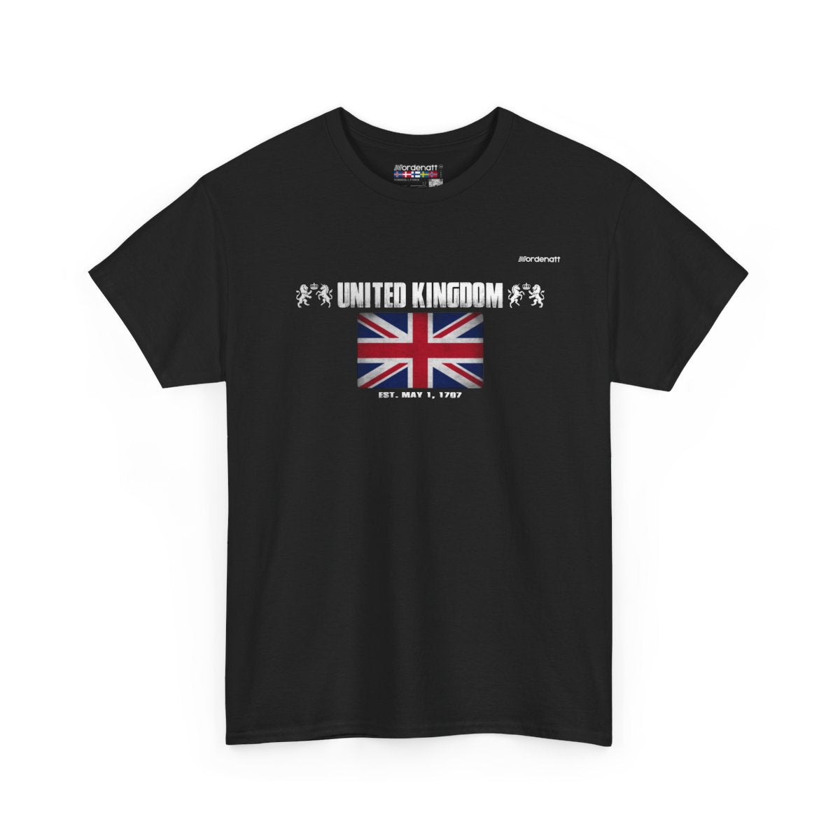 United Kingdom flag t-shirt in Black — premium cotton, Nordenatt