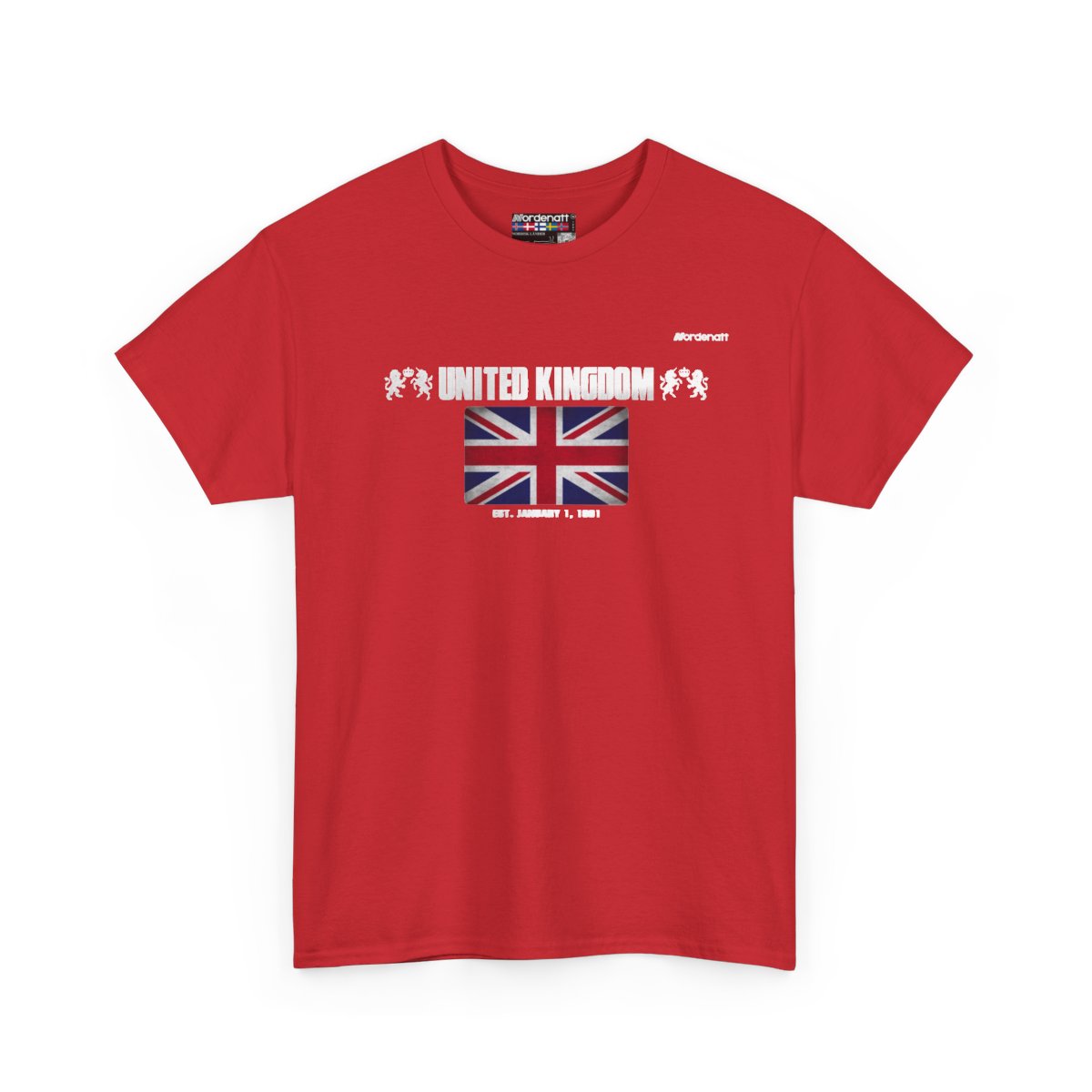 United Kingdom flag t-shirt in Red — premium cotton, Nordenatt