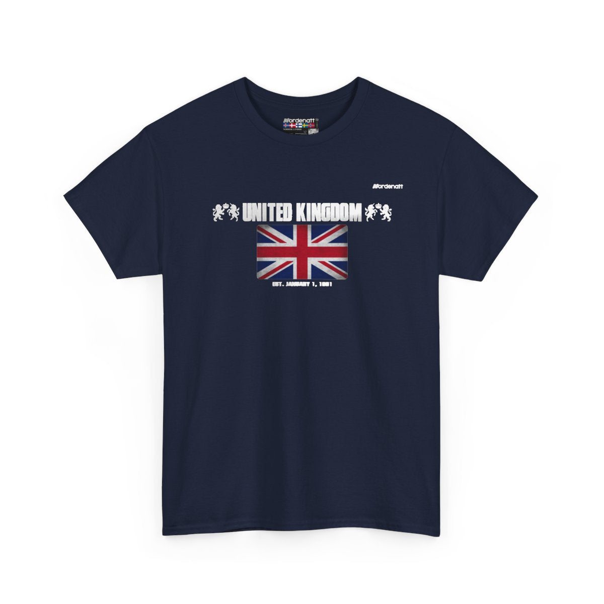 United Kingdom flag t-shirt in Navy — premium cotton, Nordenatt