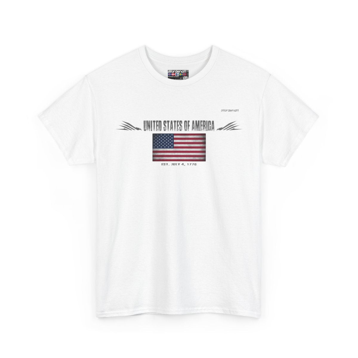 United States Of America flag t-shirt in White — premium cotton, Nordenatt