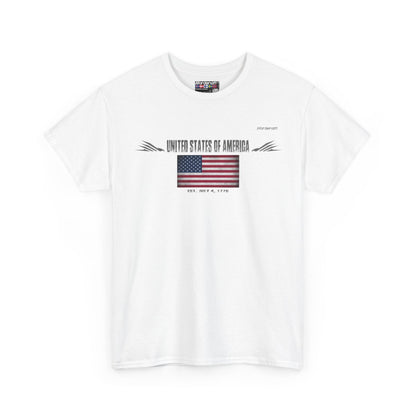 United States Of America flag t-shirt in White — premium cotton, Nordenatt