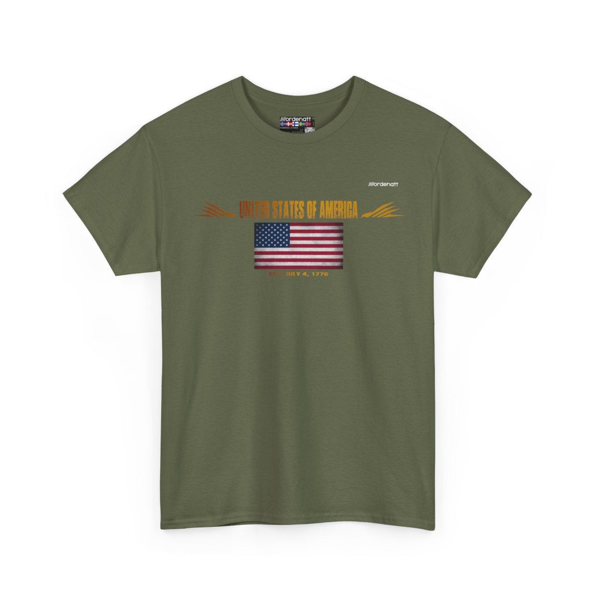 United States Of America flag t-shirt in Military Green — premium cotton, Nordenatt