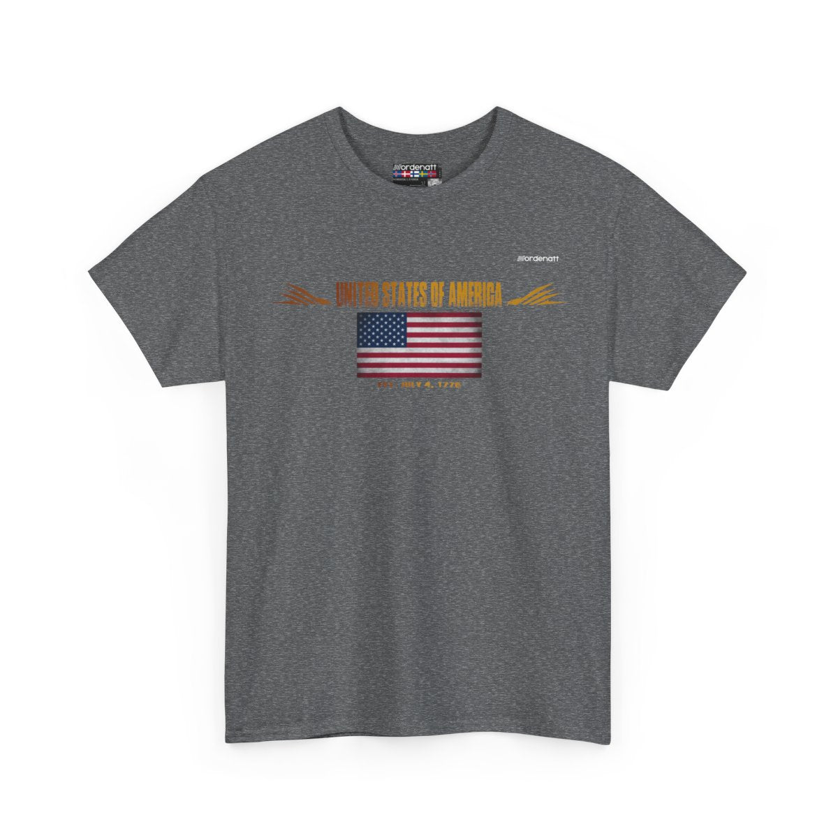 United States Of America flag t-shirt in Graphite Heather — premium cotton, Nordenatt