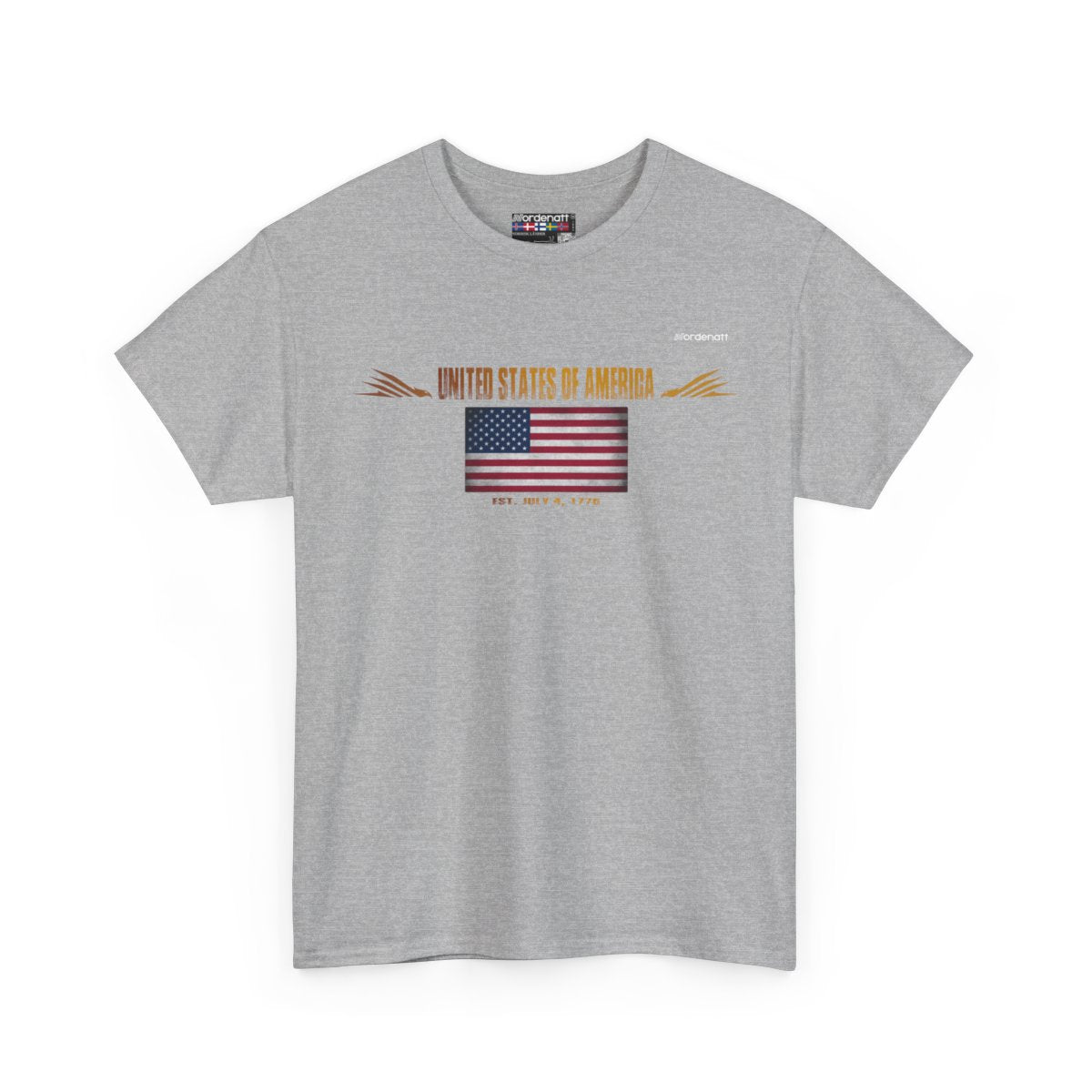 United States Of America flag t-shirt in Sport Grey — premium cotton, Nordenatt