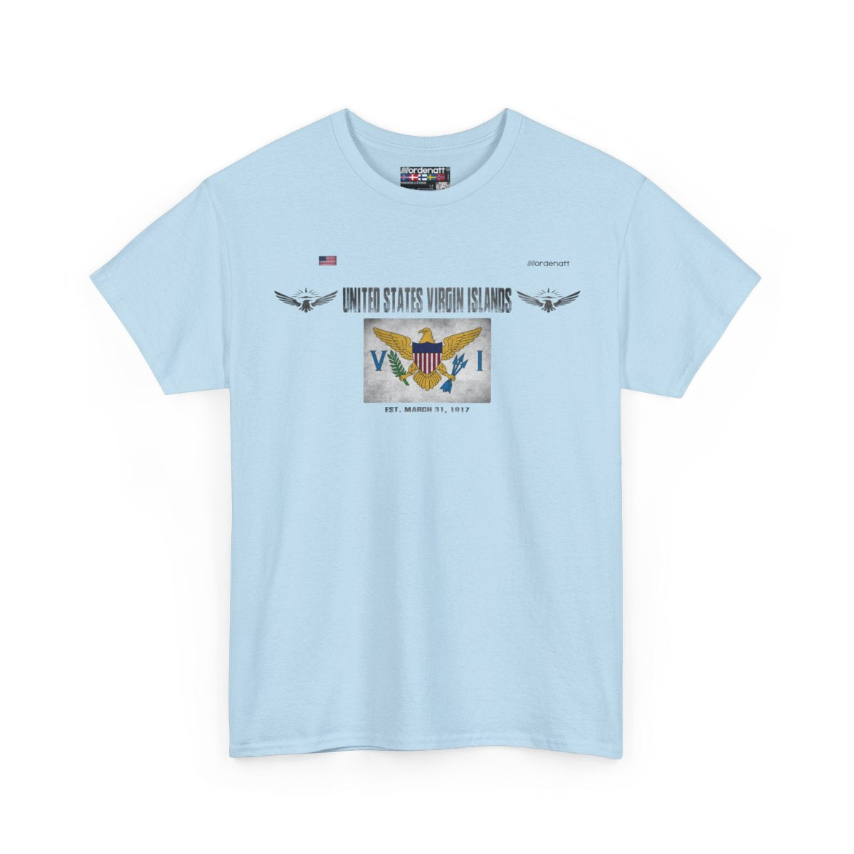 United States Virgin Islands flag t-shirt in Light Blue — premium cotton, Nordenatt