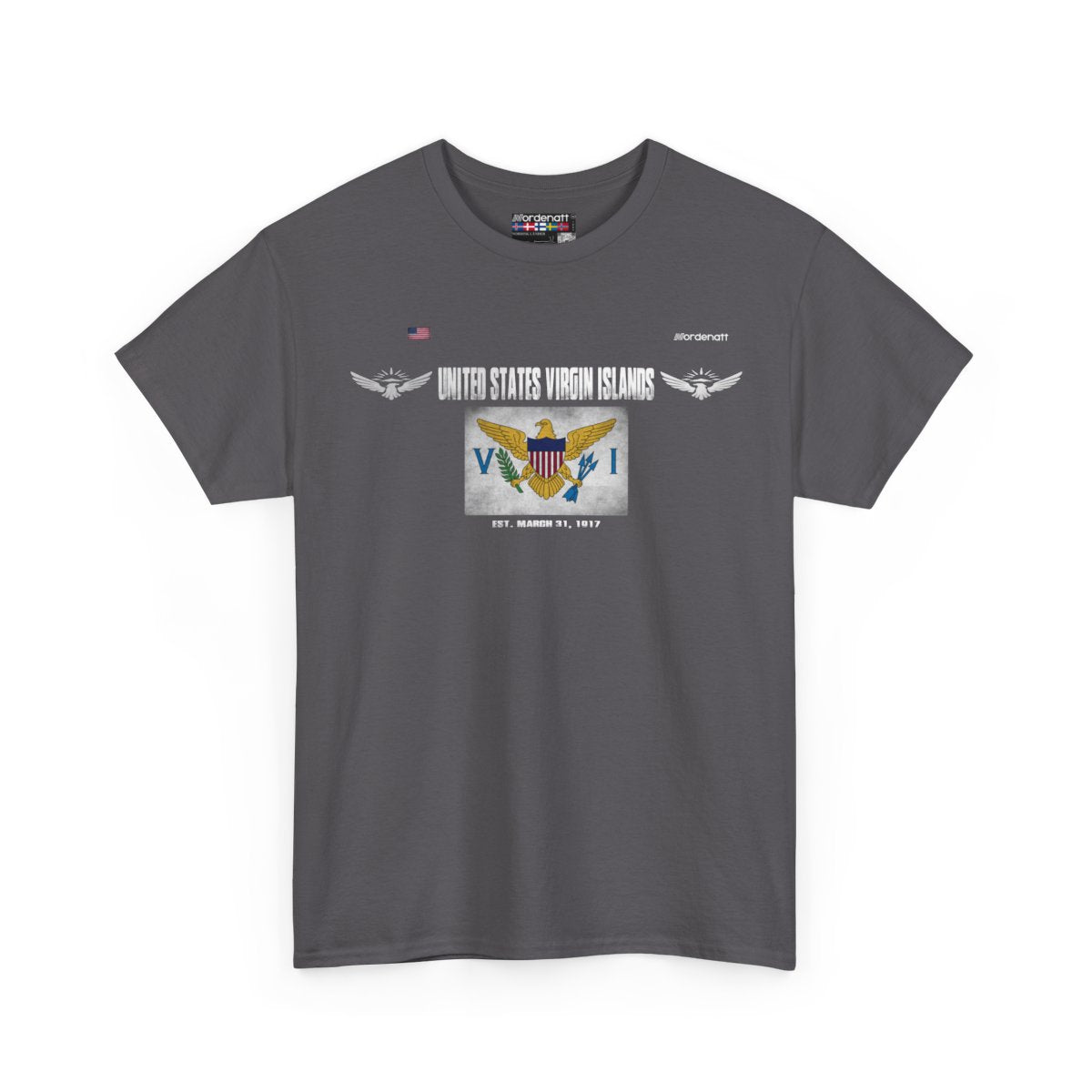 United States Virgin Islands flag t-shirt in Charcoal — premium cotton, Nordenatt
