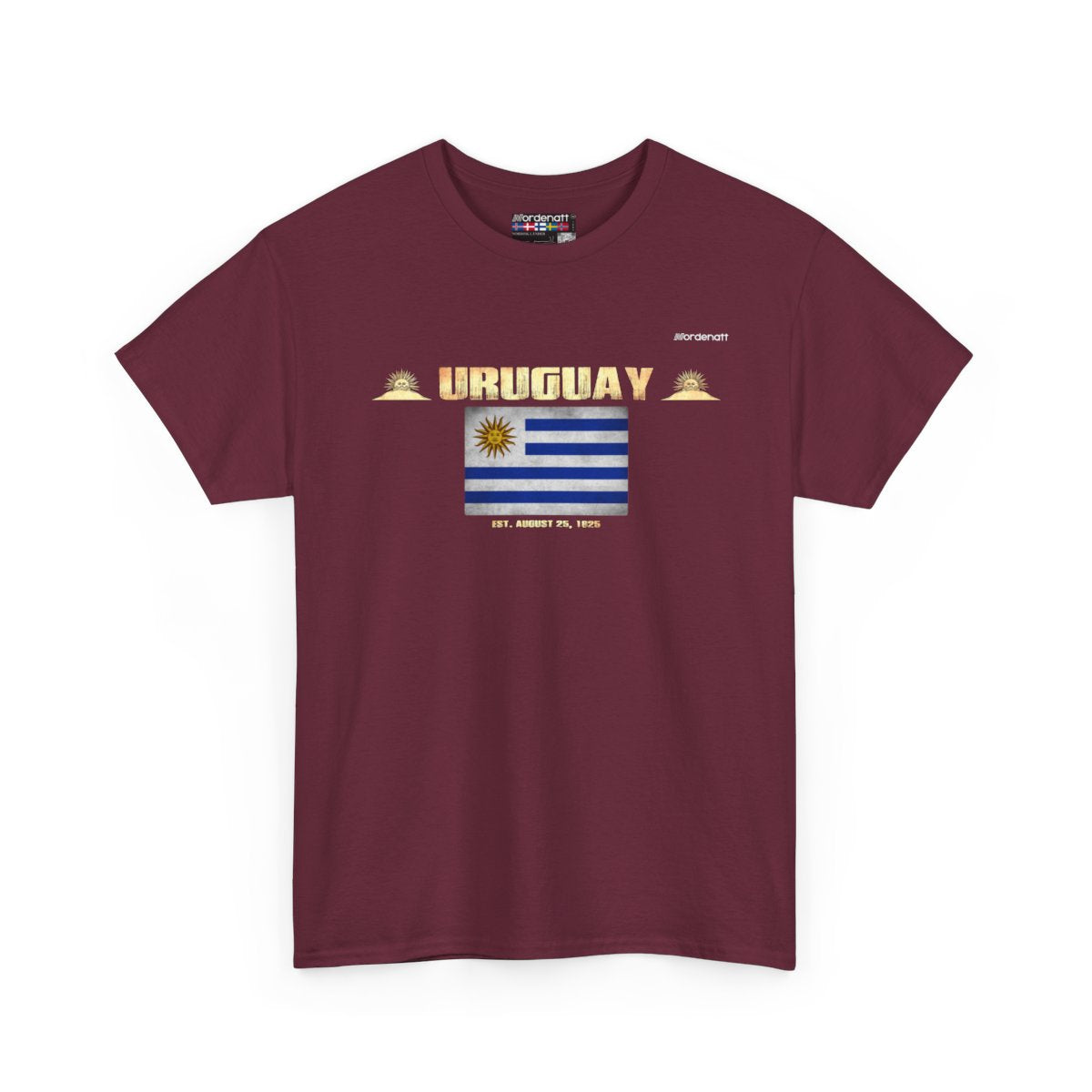 Uruguay flag t-shirt in Maroon — premium cotton, Nordenatt