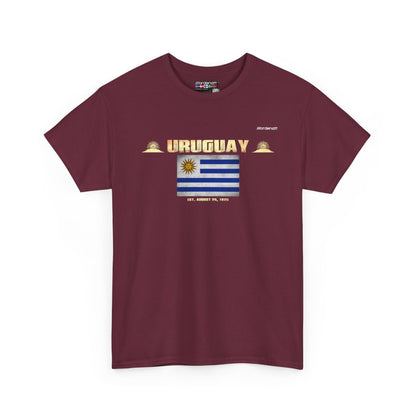 Uruguay flag t-shirt in Maroon — premium cotton, Nordenatt