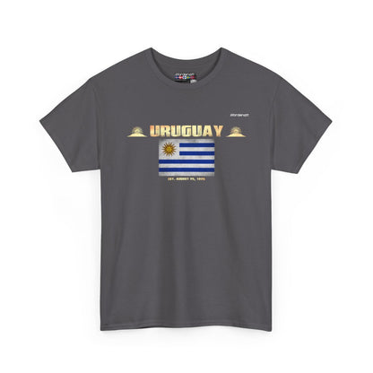 Uruguay flag t-shirt in Charcoal — premium cotton, Nordenatt