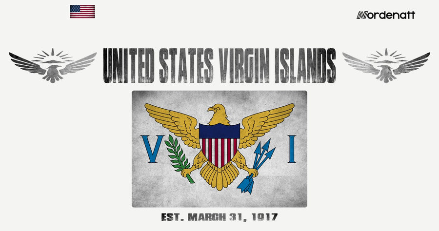 United States Virgin Islands design preview: flag, date and emblem inspiration printed on light t-shirts (Nordenatt)