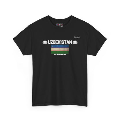 Uzbekistan flag t-shirt in Black — premium cotton, Nordenatt