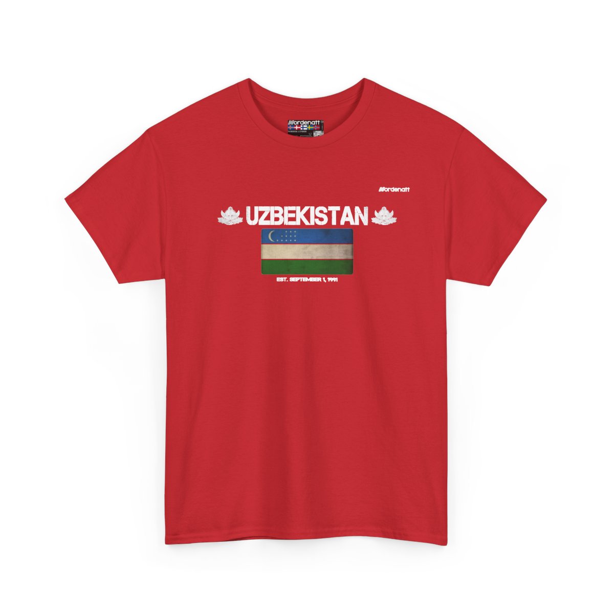 Uzbekistan flag t-shirt in Red — premium cotton, Nordenatt