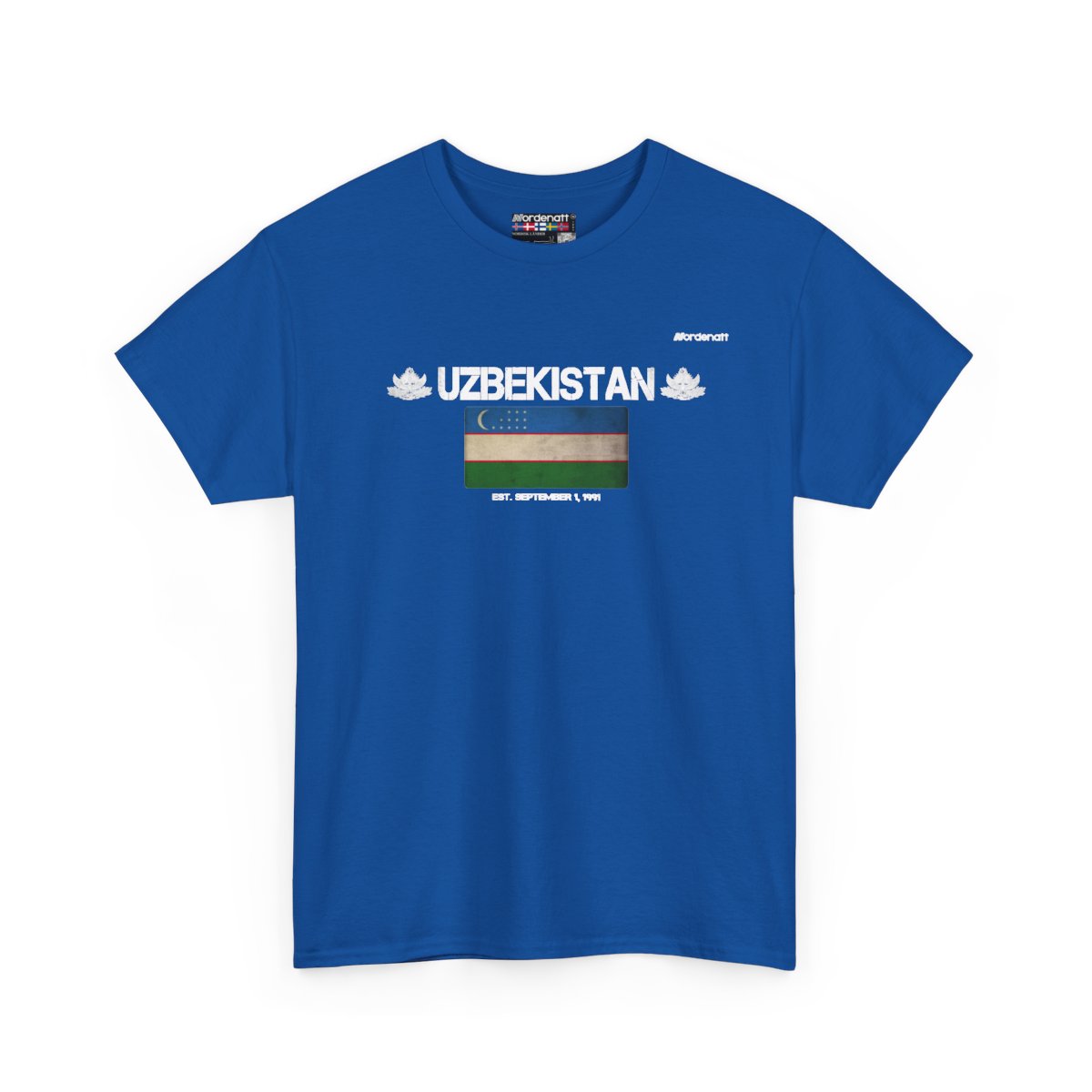 Uzbekistan flag t-shirt in Royal — premium cotton, Nordenatt