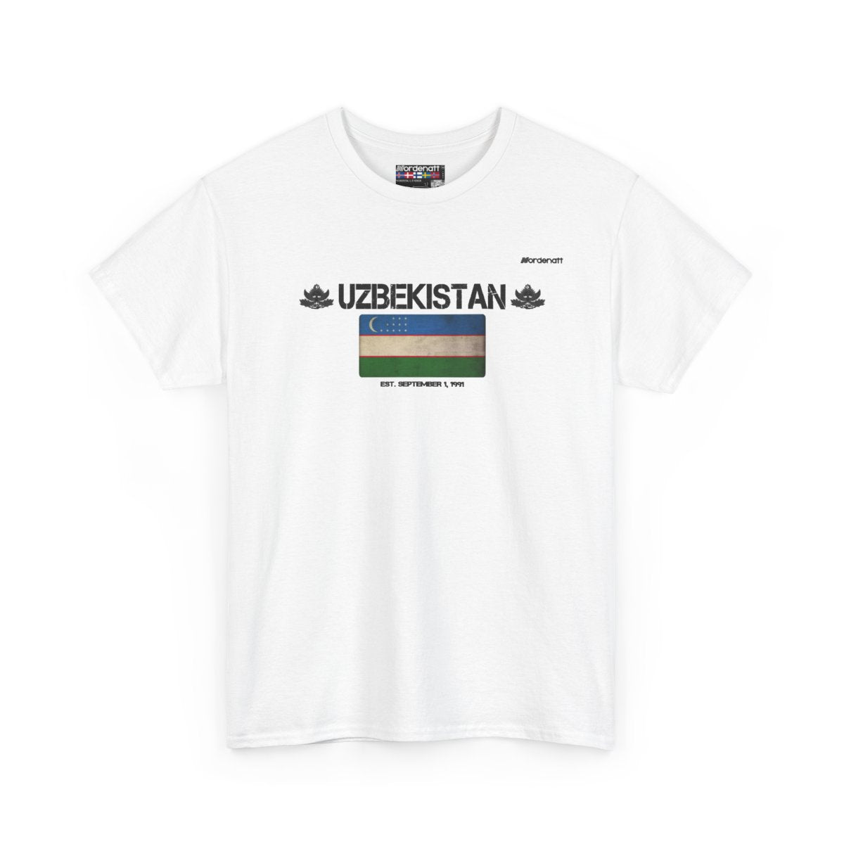 Uzbekistan flag t-shirt in White — premium cotton, Nordenatt