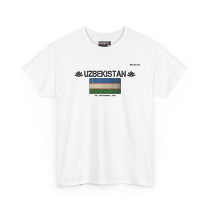 Uzbekistan flag t-shirt in White — premium cotton, Nordenatt