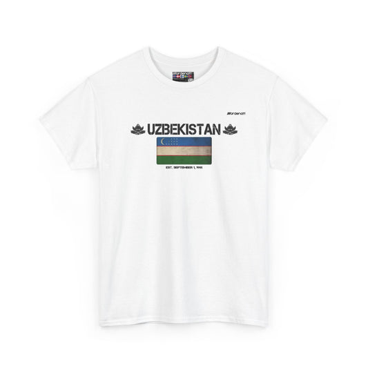 Uzbekistan flag t-shirt in White — premium cotton, Nordenatt