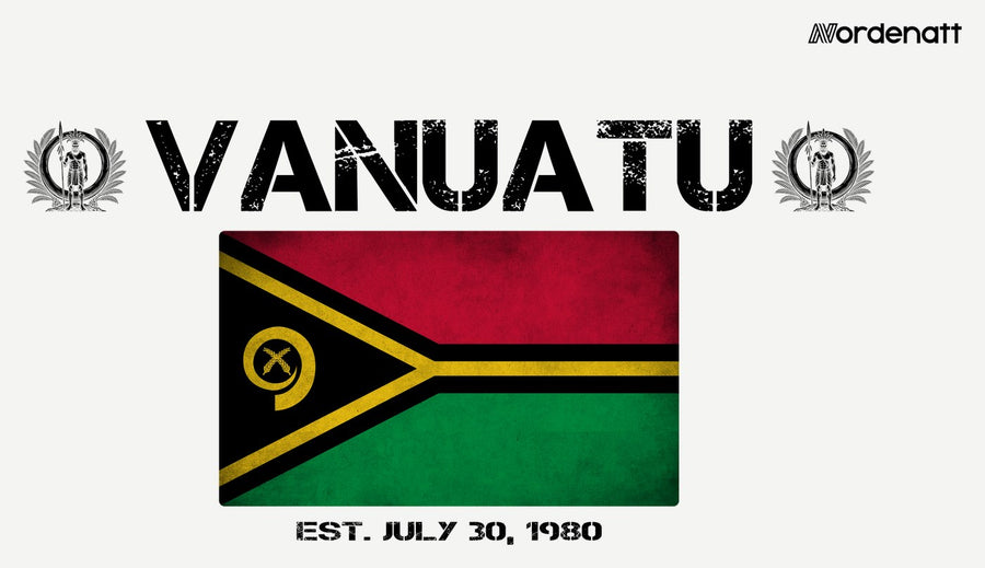 Vanuatu design preview: flag, date and emblem inspiration printed on light t-shirts (Nordenatt)