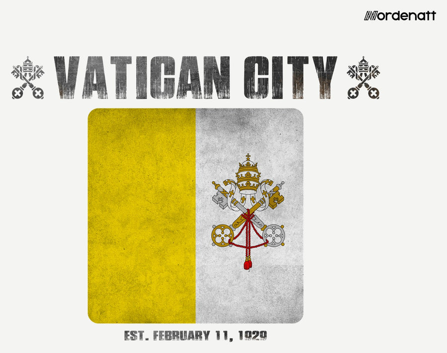 Vatican City design preview: flag, date and emblem inspiration printed on light t-shirts (Nordenatt)