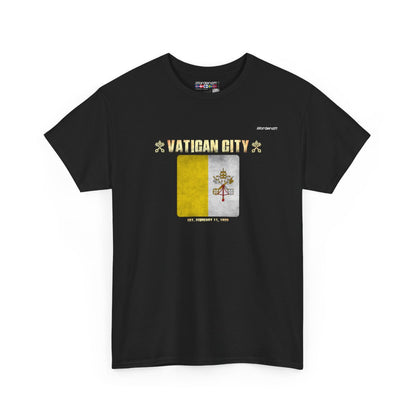 Vatican City flag t-shirt in Black — premium cotton, Nordenatt