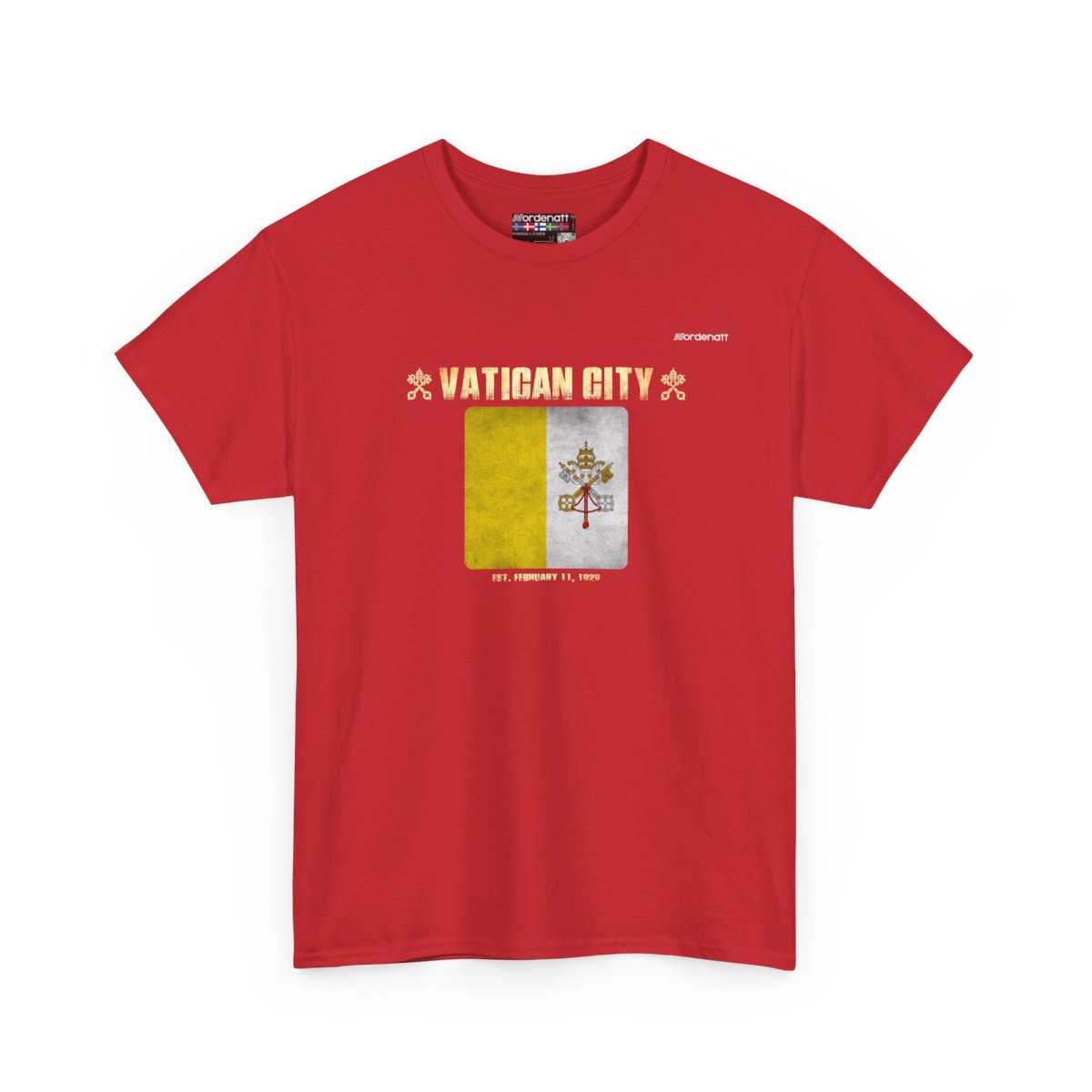 Vatican City flag t-shirt in Red — premium cotton, Nordenatt