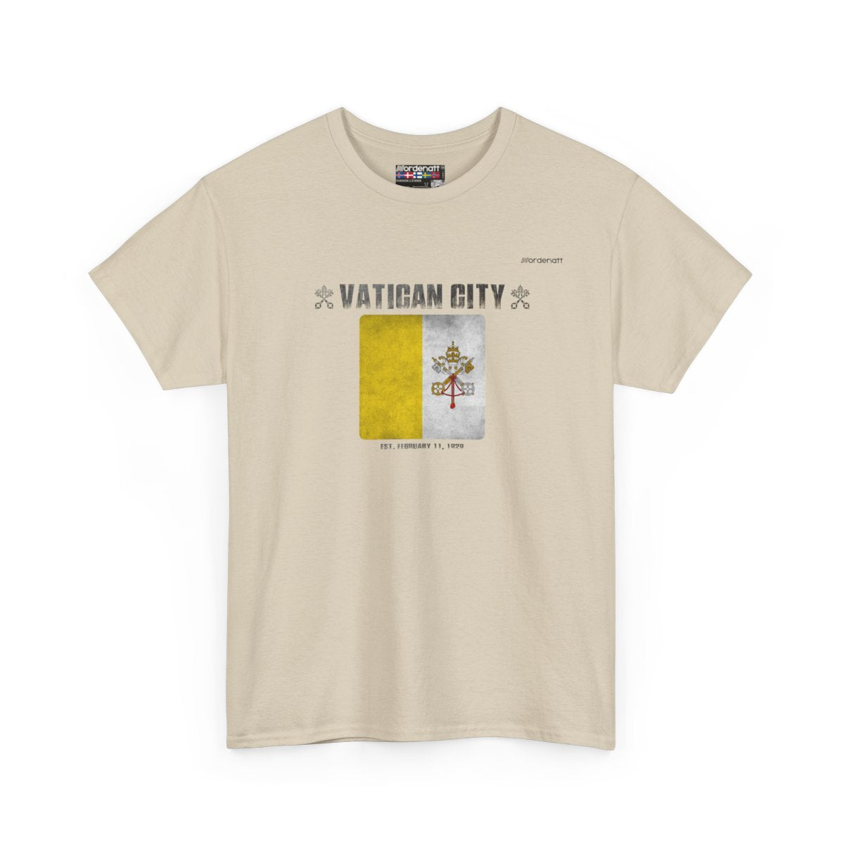 Vatican City flag t-shirt in Sand — premium cotton, Nordenatt