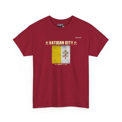 Vatican City flag t-shirt in Cardinal Red — premium cotton, Nordenatt