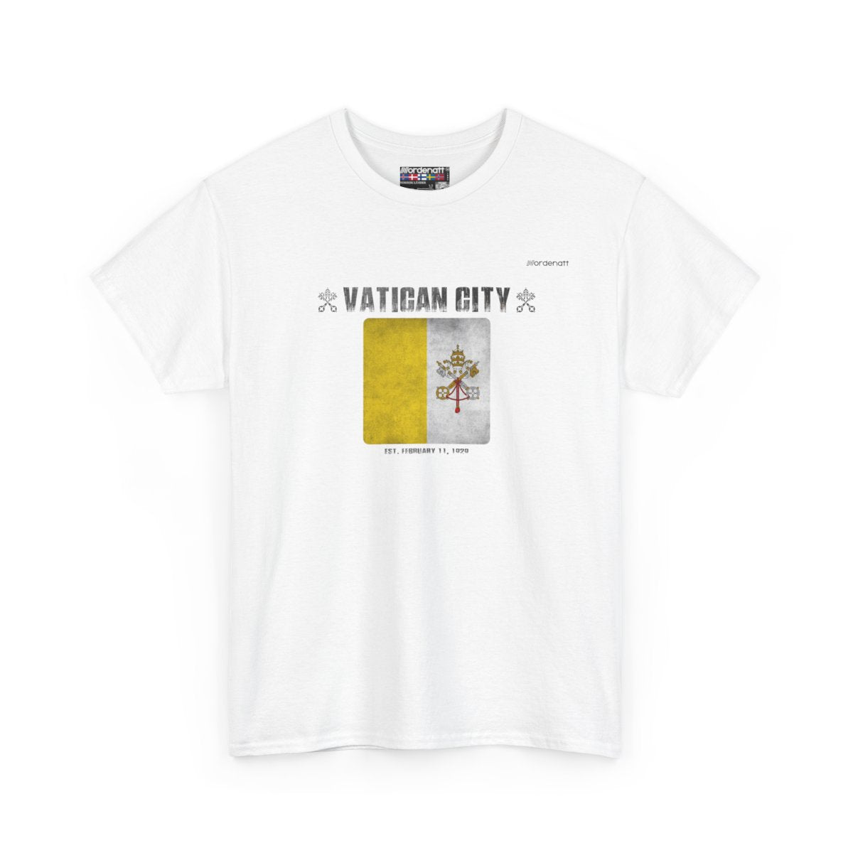 Vatican City flag t-shirt in White — premium cotton, Nordenatt