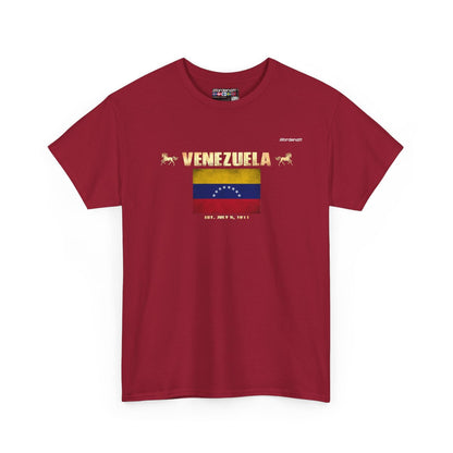 Venezuela flag t-shirt in Cardinal Red — premium cotton, Nordenatt