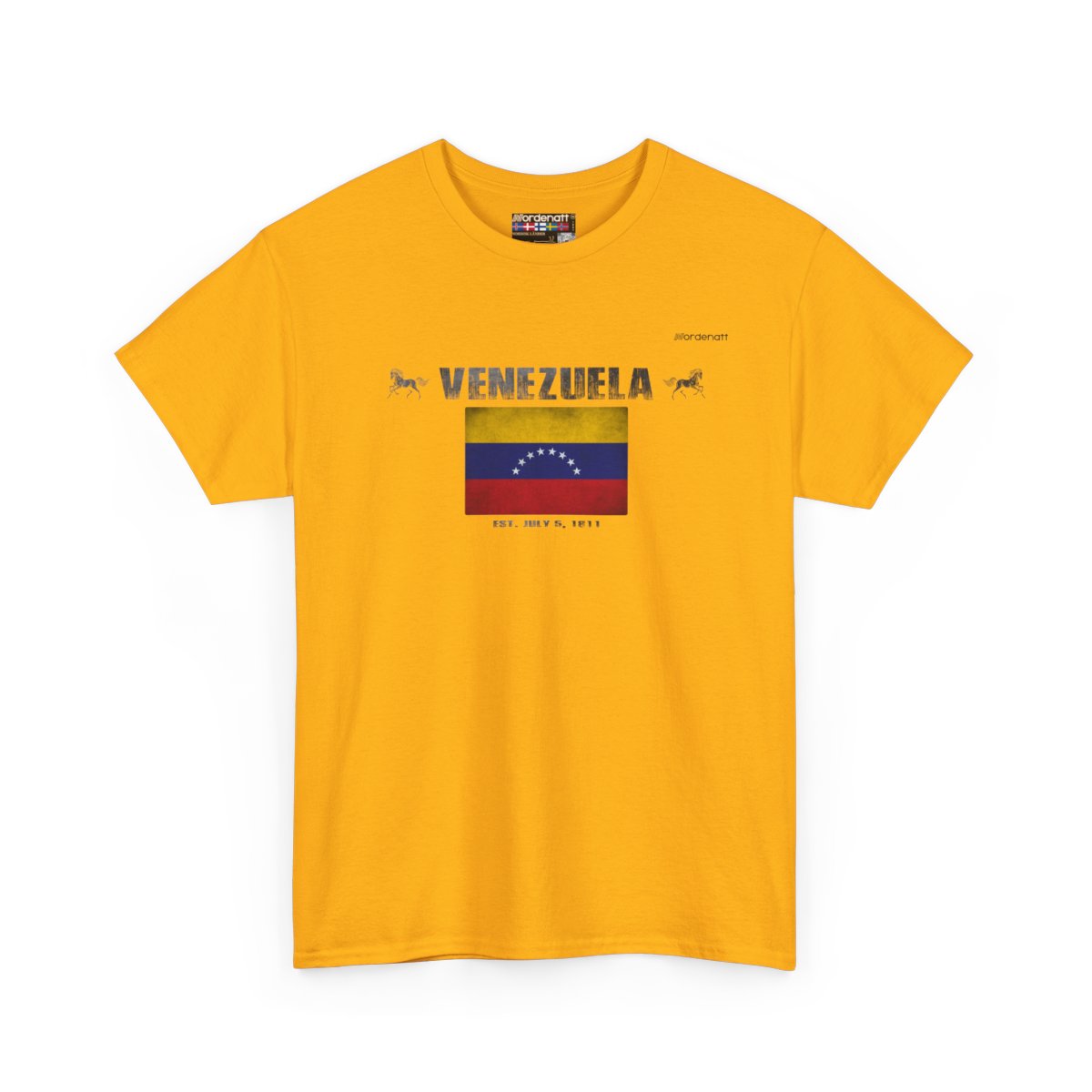 Venezuela flag t-shirt in Gold — premium cotton, Nordenatt