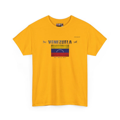 Venezuela flag t-shirt in Gold — premium cotton, Nordenatt