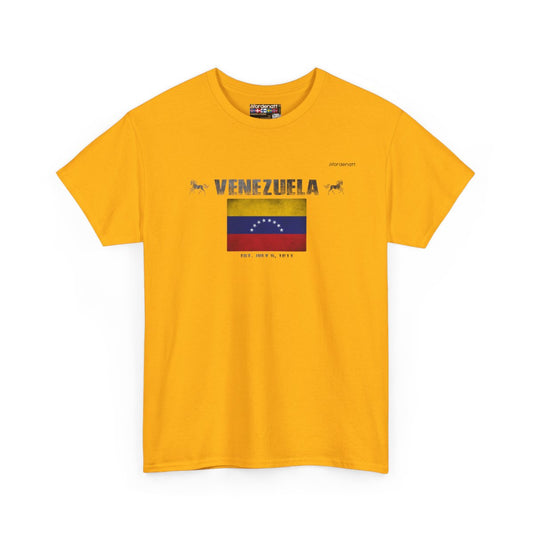 Venezuela flag t-shirt in Gold — premium cotton, Nordenatt