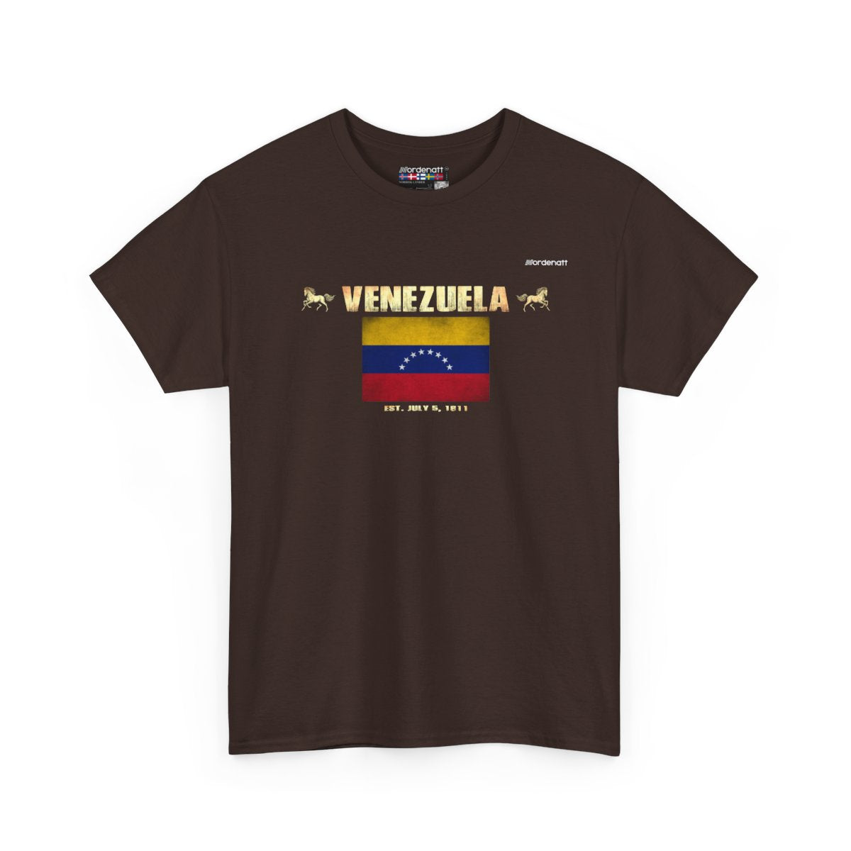 Venezuela flag t-shirt in Dark Chocolate — premium cotton, Nordenatt
