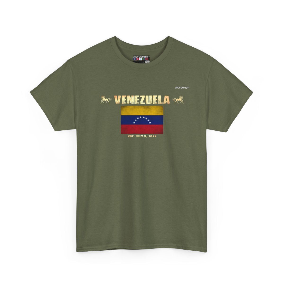 Venezuela flag t-shirt in Military Green — premium cotton, Nordenatt