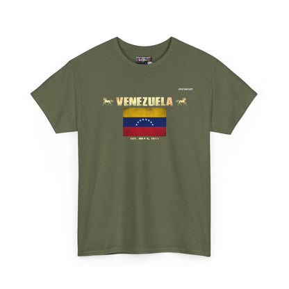 Venezuela flag t-shirt in Military Green — premium cotton, Nordenatt