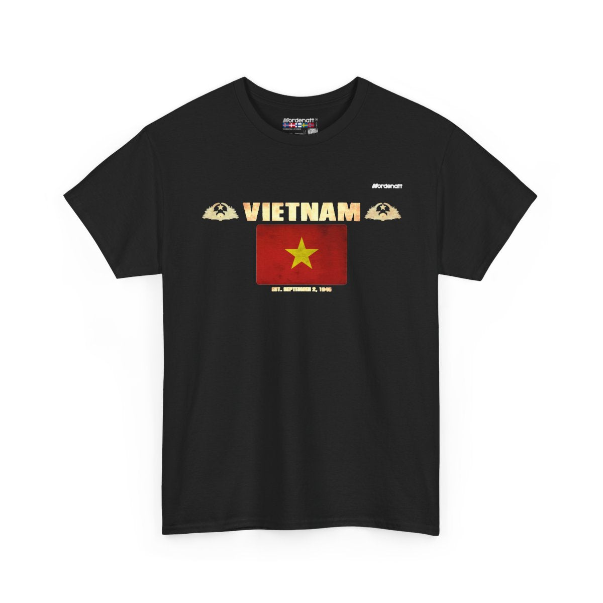Vietnam flag t-shirt in Black — premium cotton, Nordenatt