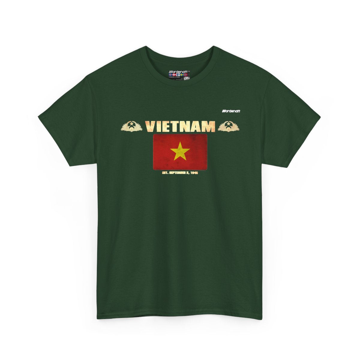 Vietnam flag t-shirt in Forest Green — premium cotton, Nordenatt