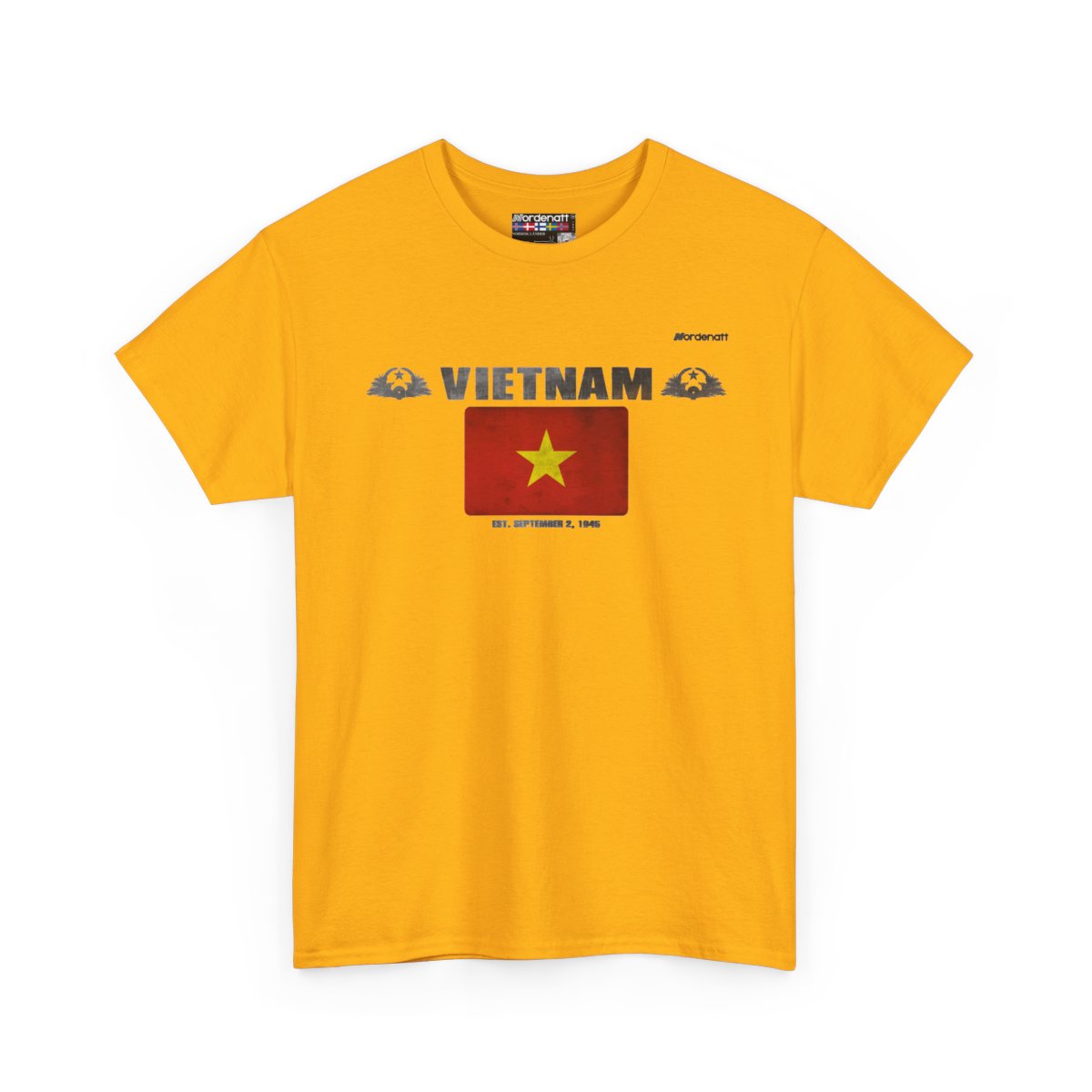 Vietnam flag t-shirt in Gold — premium cotton, Nordenatt
