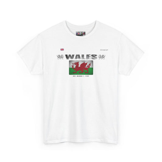 Wales flag t-shirt in White — premium cotton, Nordenatt