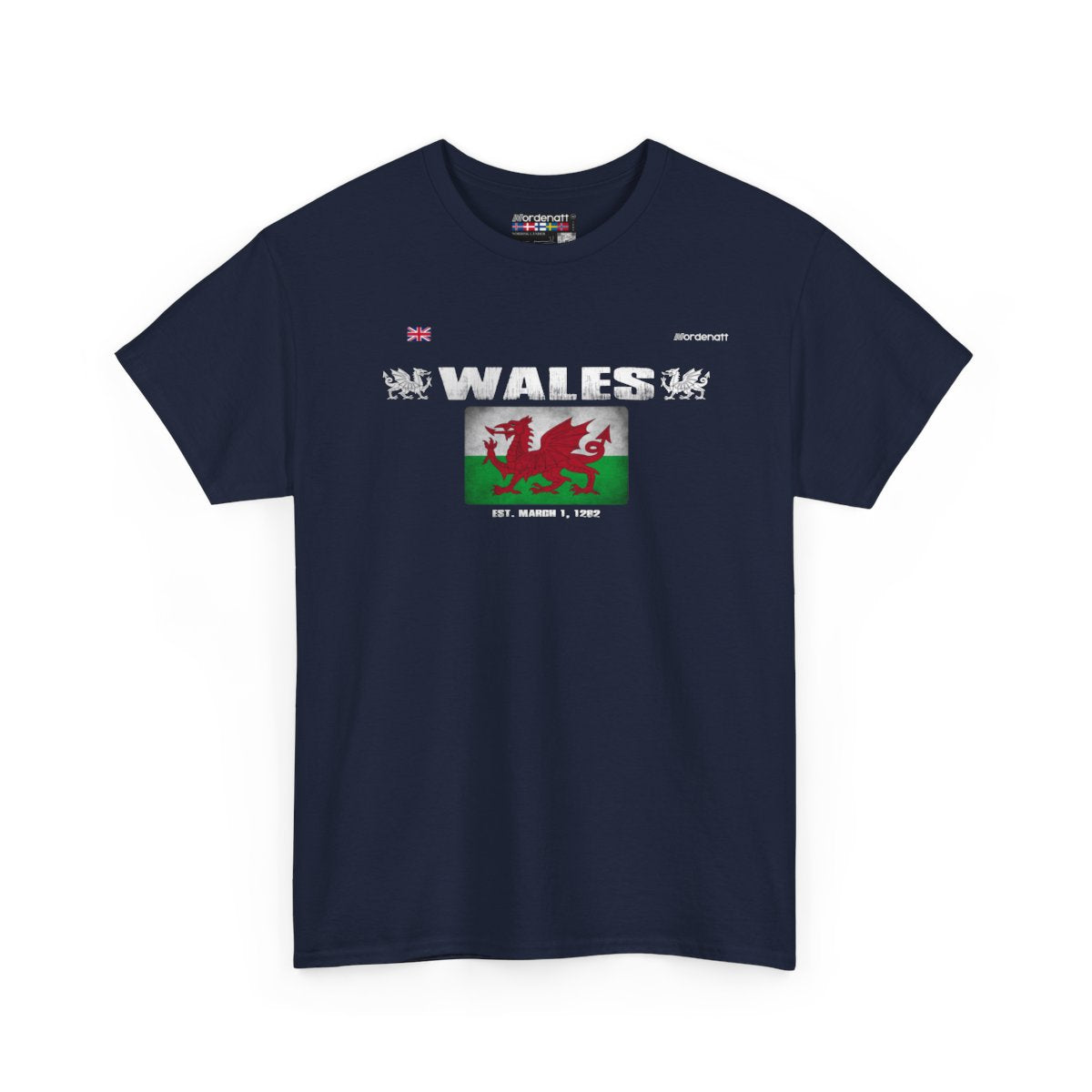 Wales flag t-shirt in Navy — premium cotton, Nordenatt