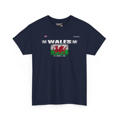 Wales flag t-shirt in Navy — premium cotton, Nordenatt