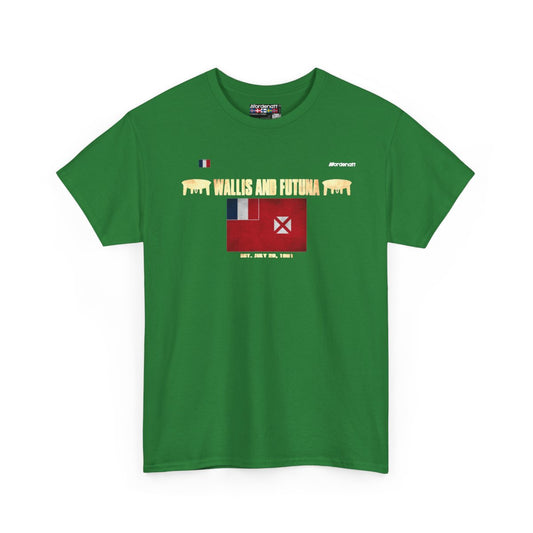 Wallis And Futuna flag t-shirt in Turf Green — premium cotton, Nordenatt