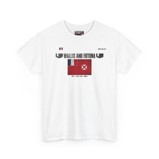 Wallis And Futuna flag t-shirt in White — premium cotton, Nordenatt