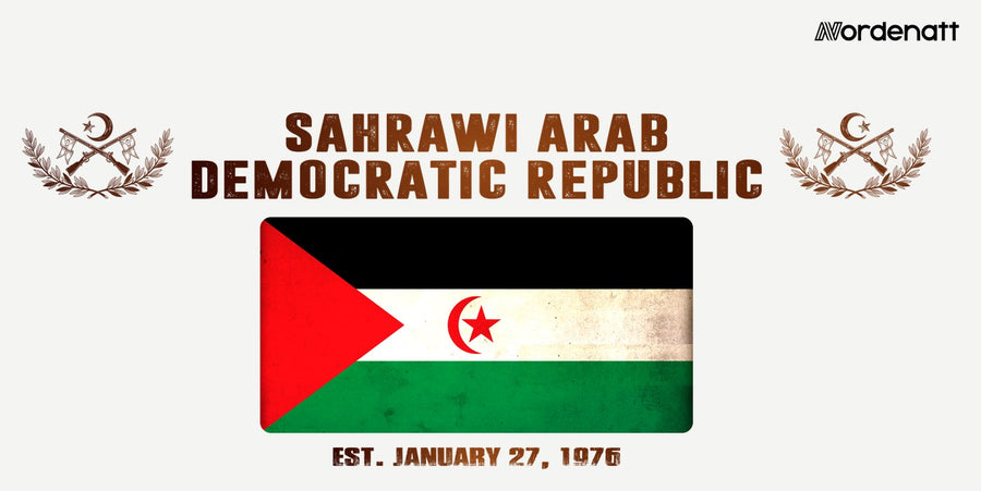 Western Sahara design preview: flag, date and emblem inspiration printed on light t-shirts (Nordenatt)