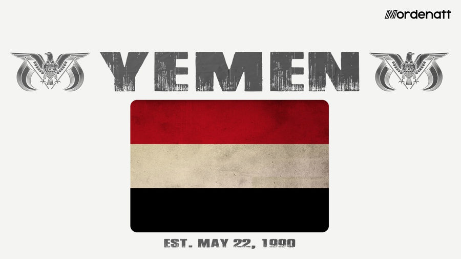 Yemen design preview: flag, date and emblem inspiration printed on light t-shirts (Nordenatt)