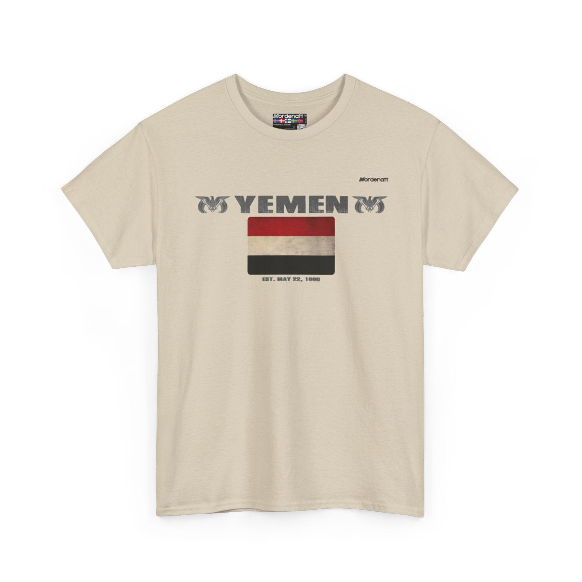 Yemen flag t-shirt in Sand — premium cotton, Nordenatt