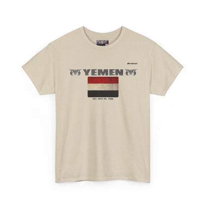 Yemen flag t-shirt in Sand — premium cotton, Nordenatt