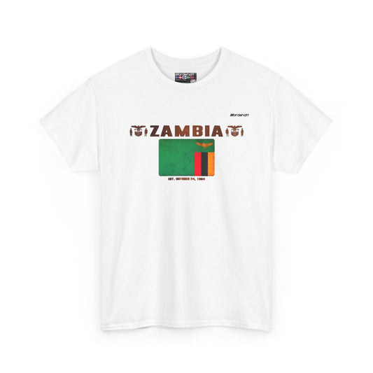 Zambia flag t-shirt in White — premium cotton, Nordenatt