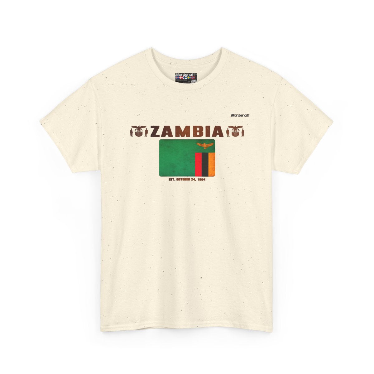 Zambia flag t-shirt in Natural — premium cotton, Nordenatt
