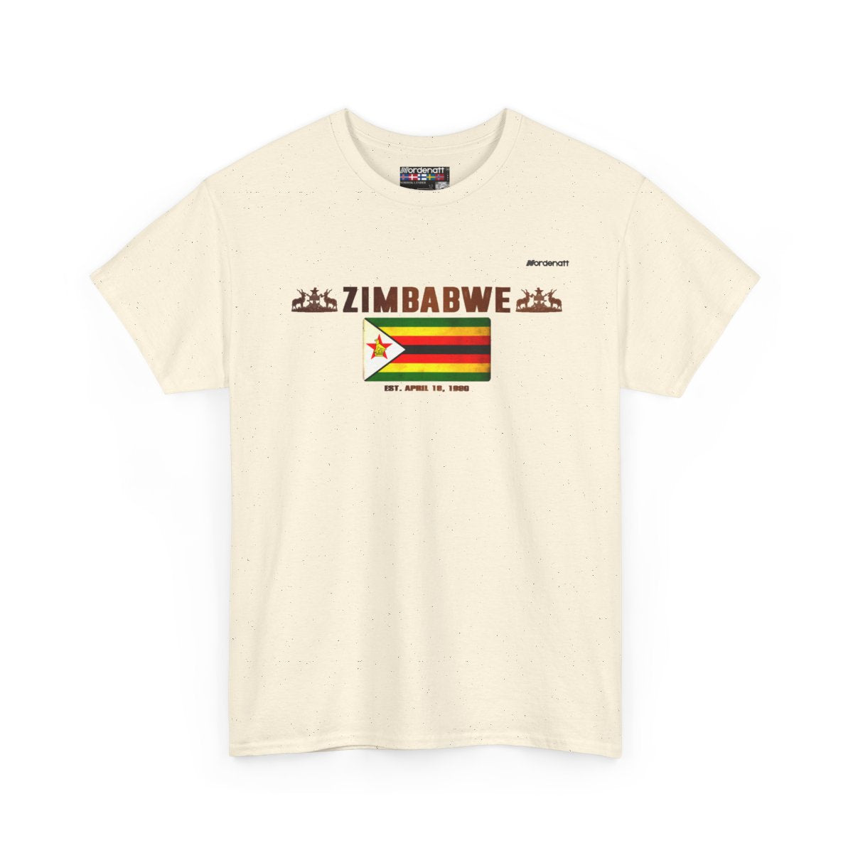 Zimbabwe flag t-shirt in Natural — premium cotton, Nordenatt
